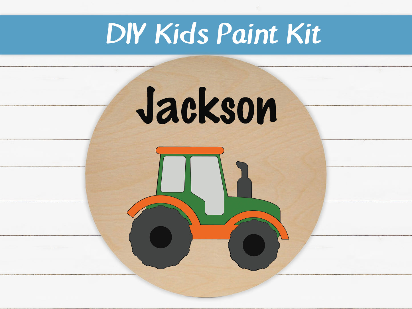 Farm Tractor with Optional Name Kids Paint Kit