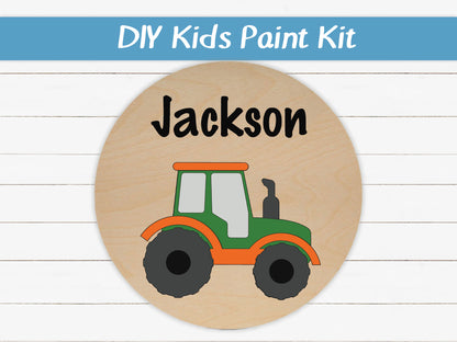 Farm Tractor with Optional Name Kids Paint Kit