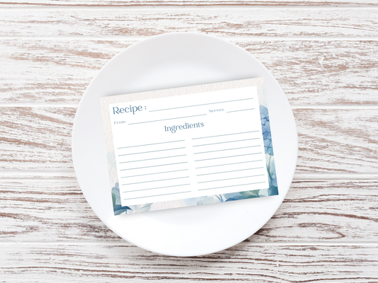 a recipe card sitting on top of a white plate