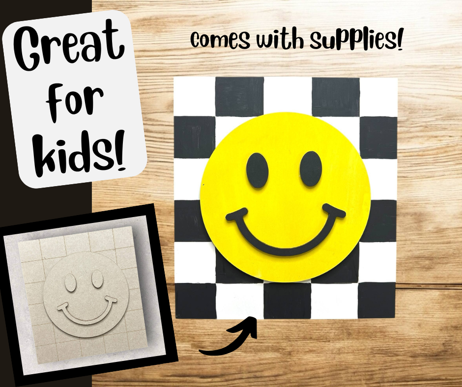 Checkered Smile Face Kids Paint Kit