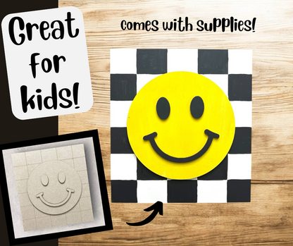 Checkered Smile Face Kids Paint Kit