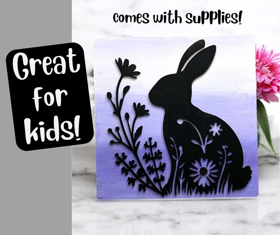 Floral Bunny Flowers Kids Paint Kit