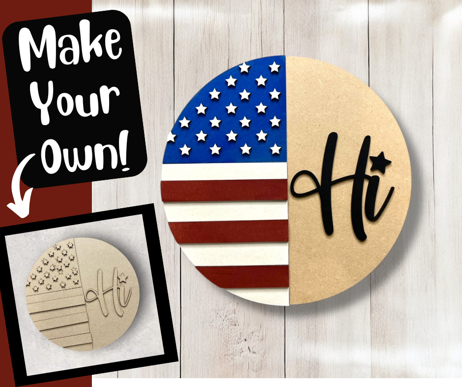 Hi USA Flag Sign DIY Paint Kit
