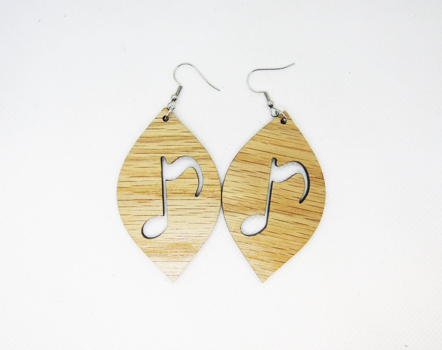 Wood Earrings - Petal Music Note Earrings - Wooden Earring, Lightweight Earring, Laser Cut