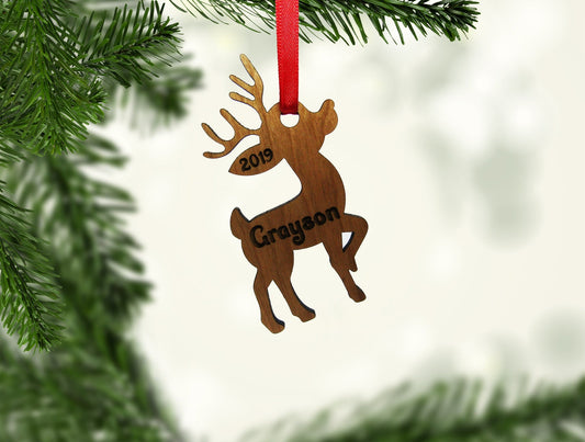 Reindeer Standing Tall Ornament - Personalized Wooden Ornament - Engraved Wooden Christmas Ornament - Engraved Wooden Gift Tag