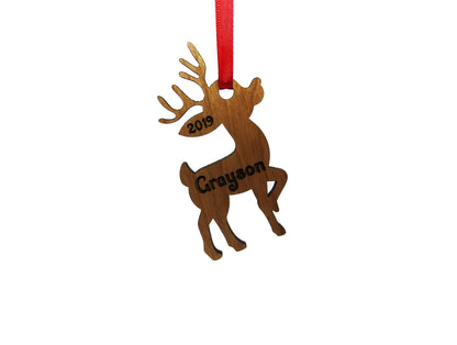 Reindeer Standing Tall Ornament - Personalized Wooden Ornament - Engraved Wooden Christmas Ornament - Engraved Wooden Gift Tag