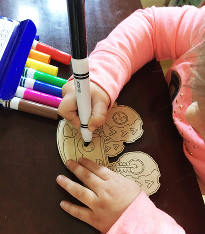 Kids Craft Kit - Donut Coffee Cup - Christmas Cake, Wood Cutout Shapes - DIY Kids Craft - Kids Coloring Kit - Color with Markers