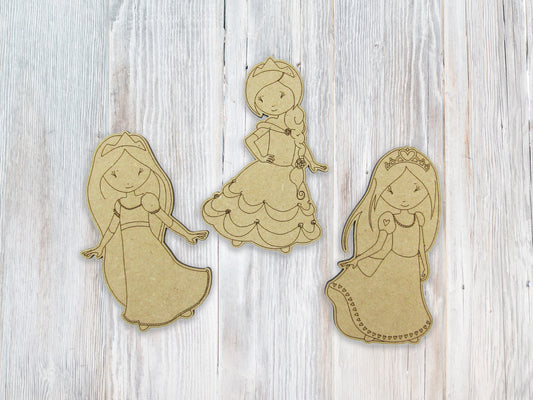 Princess Craft - Kids Craft Kit - Princess Princesses Crowns - Wood Cutout Shapes - DIY Kids Craft - Paintable, Color with Markers - Crayons