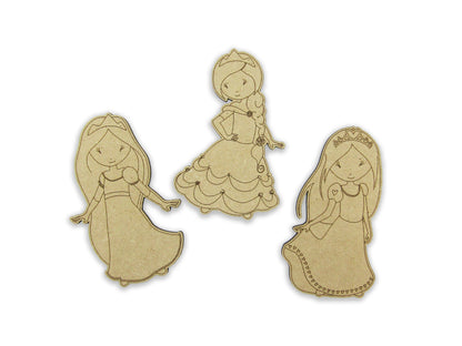 Princess Craft - Kids Craft Kit - Princess Princesses Crowns - Wood Cutout Shapes - DIY Kids Craft - Paintable, Color with Markers - Crayons