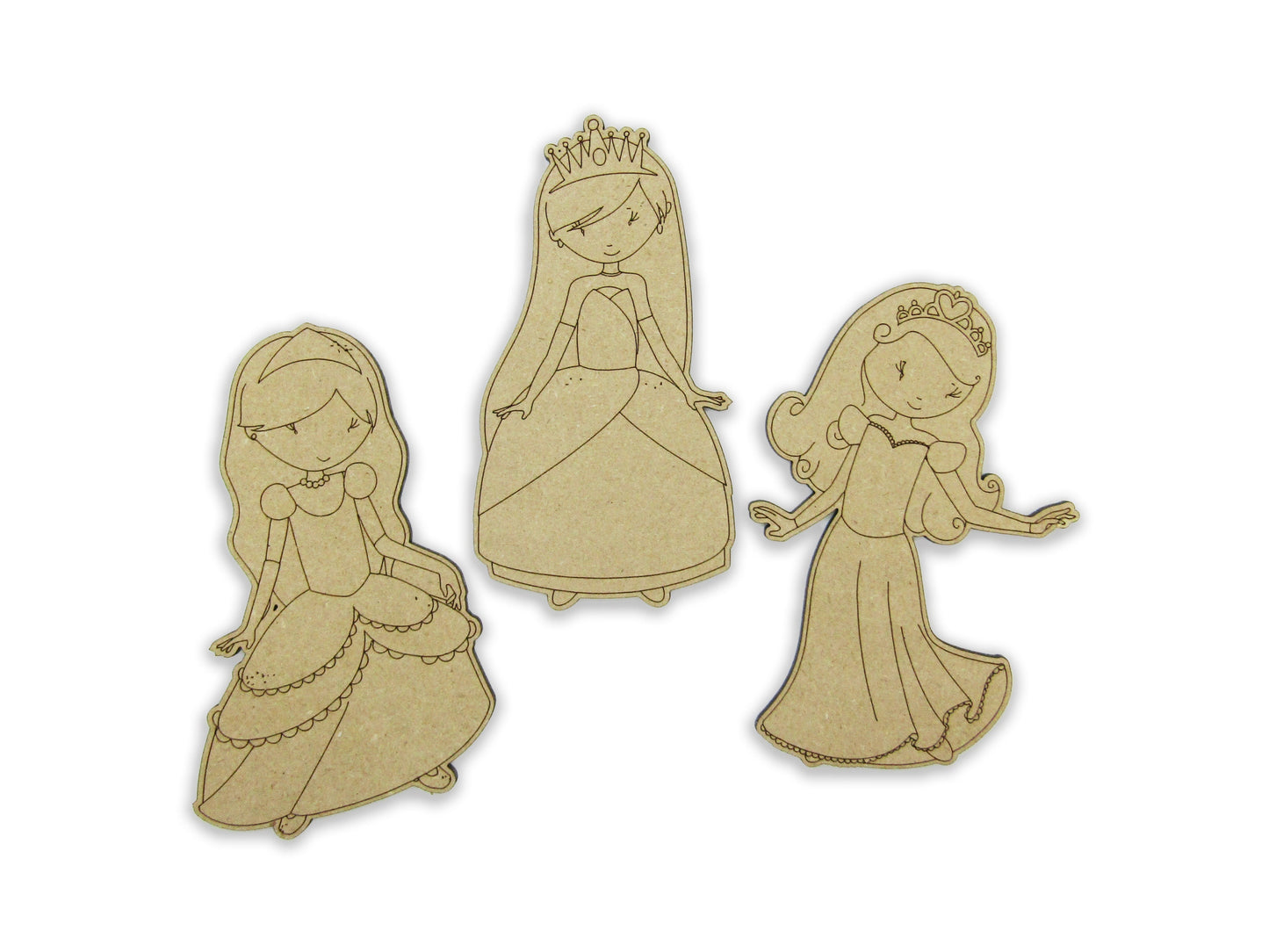 Princess Craft - Kids Craft Kit - Princess Princesses Dancing - Wood Cutout Shapes - DIY Kids Craft, Paintable, Color with Markers - Crayons