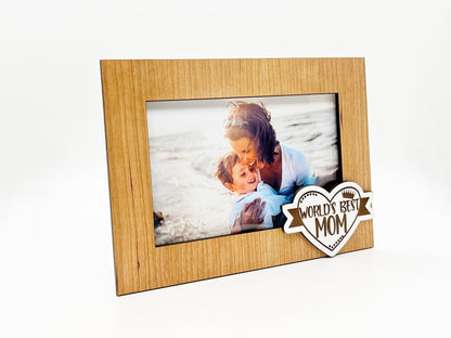 World's Best Mom Photo Frame - Wood Picture Frame, Wooden Frame, Wood Frame, Photo Frame, Mother's Day, Wedding Décor, Home Décor