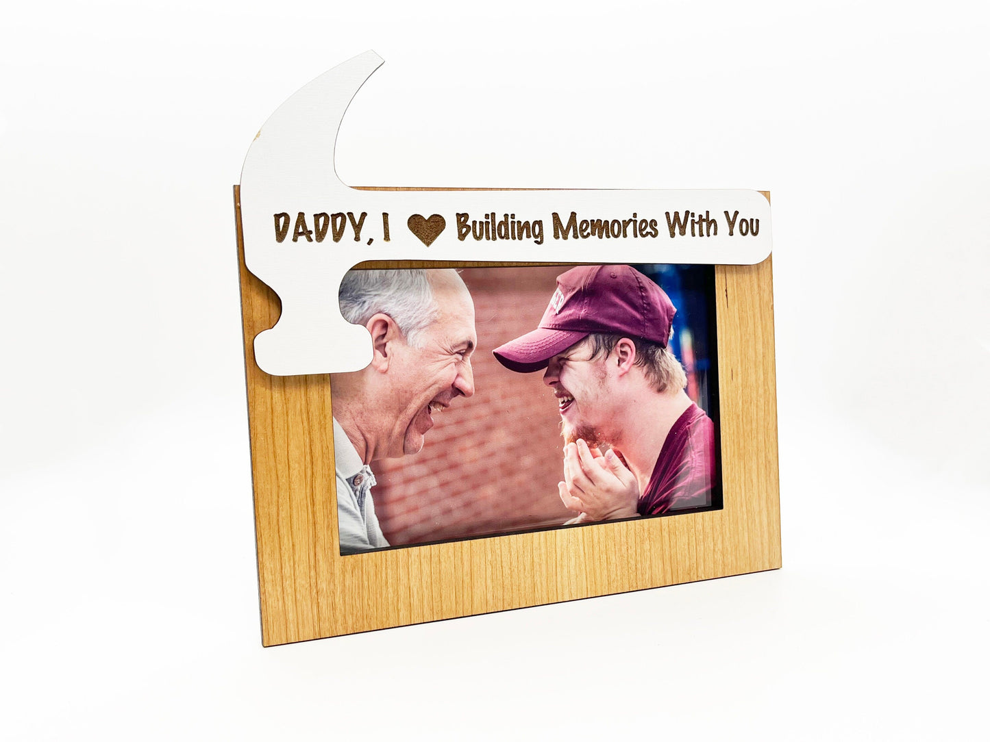 Daddy I Love Building Memories Hammer Photo Frame - Wood Picture Frame, Wooden Frame, Wood Frame, Photo Frame, Father's Day, Home Décor