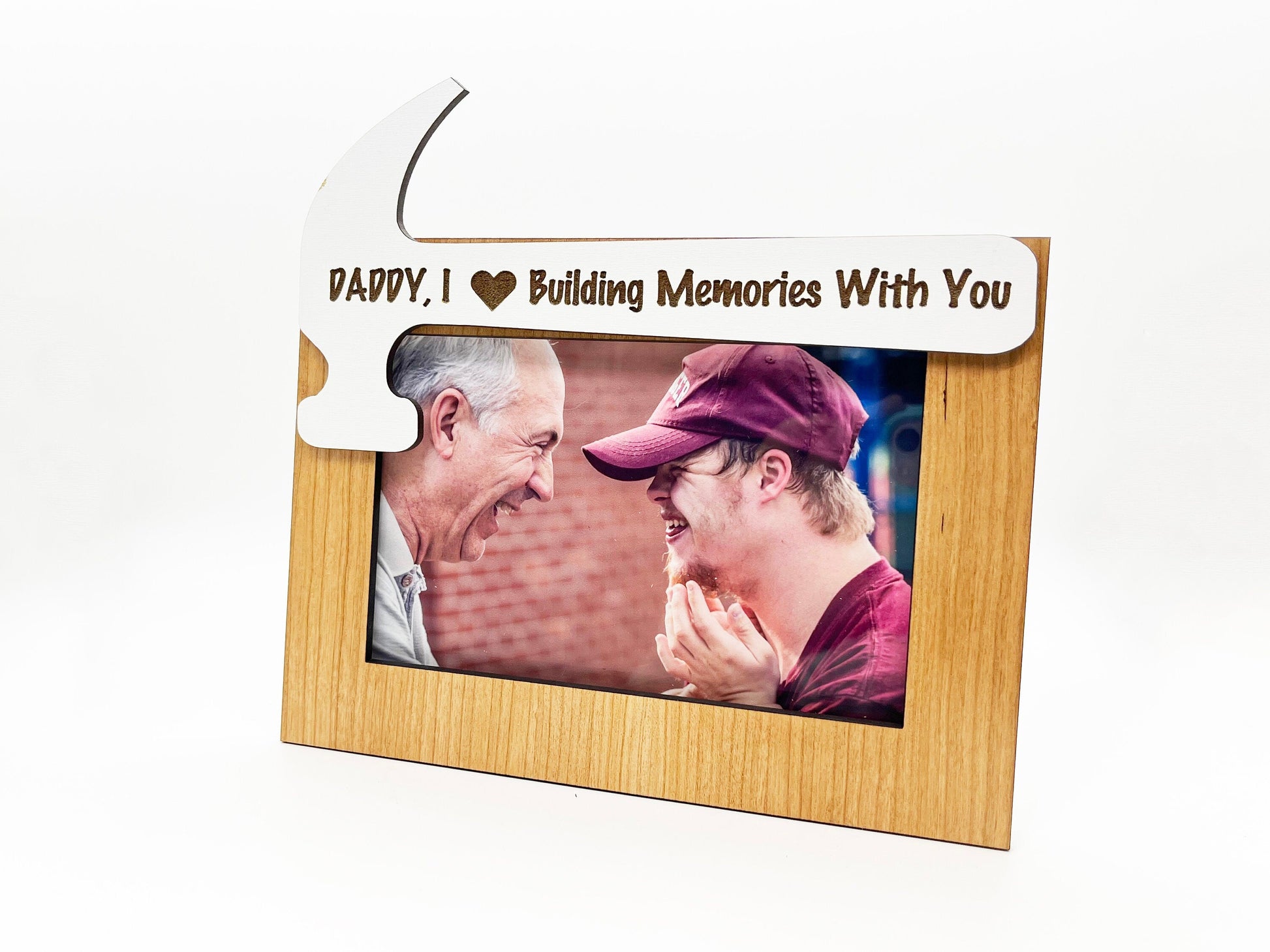 Daddy I Love Building Memories Hammer Photo Frame - Wood Picture Frame, Wooden Frame, Wood Frame, Photo Frame, Father's Day, Home Décor