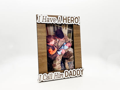 I Have a Hero I Call Him Daddy Photo Frame - Wood Picture Frame, Wooden Frame, Wood Frame, Photo Frame, Father's Day, Home Décor