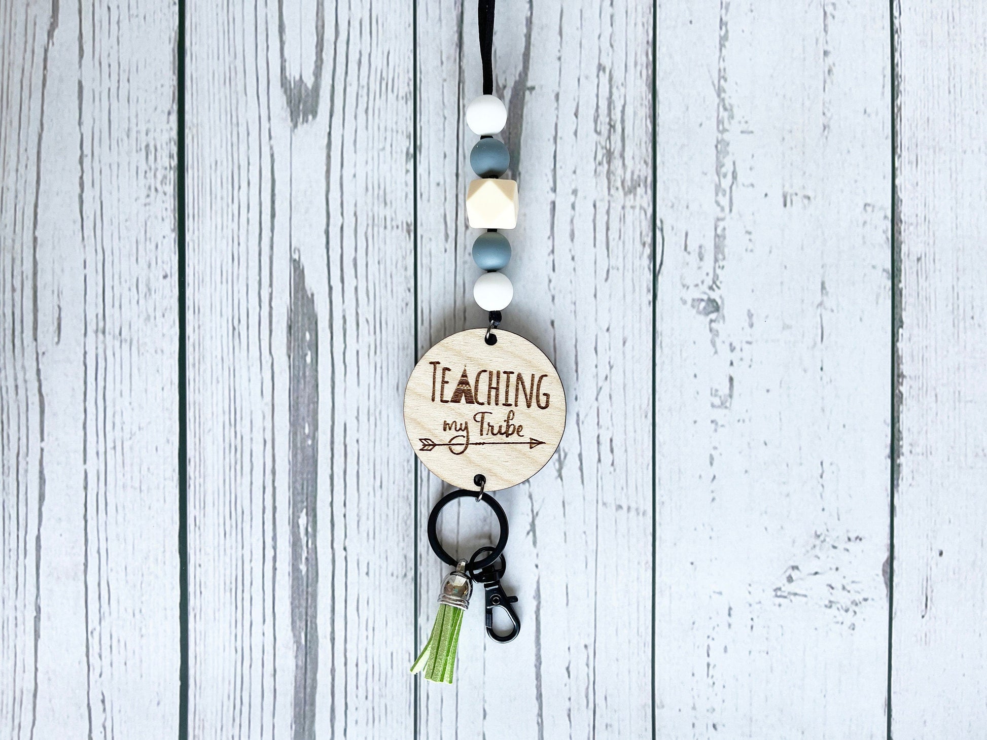 Teacher Lanyard - Teaching My Tribe Tepee Arrow Lanyard, Breakaway Lanyard, Silicone Beads, Lanyard for ID Badge, Keys, Personalized Lanyard