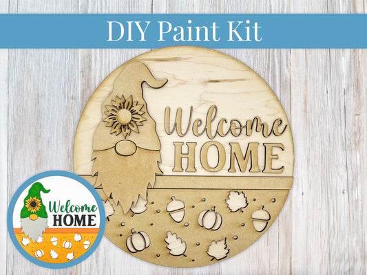 DIY Sign Kit - Welcome Home Gnome Fall Sign, Welcome Sign, DIY Kit, Paint at Home, Wood Craft Kit, Paint Your Own, Paint Party