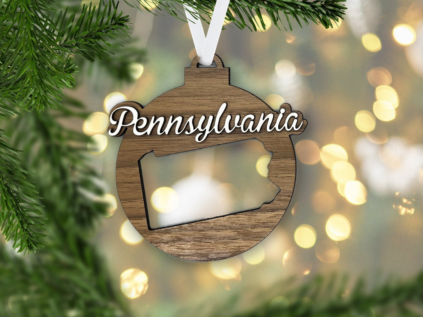 United States State Ornament - State Ornament - U.S Ornament - Personalized Wooden Ornament, Wooden Christmas Ornament