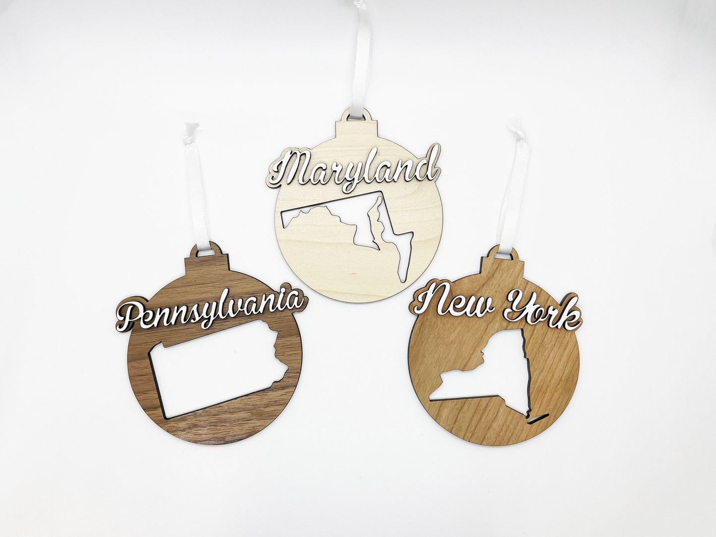 United States State Ornament - State Ornament - U.S Ornament - Personalized Wooden Ornament, Wooden Christmas Ornament