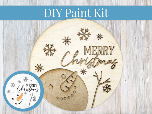 DIY Sign Kit - Merry Christmas Snowman Snowflakes Sign, Welcome Sign, DIY Kit, Paint at Home, Wood Craft Kit, Paint Your Own, Paint Party