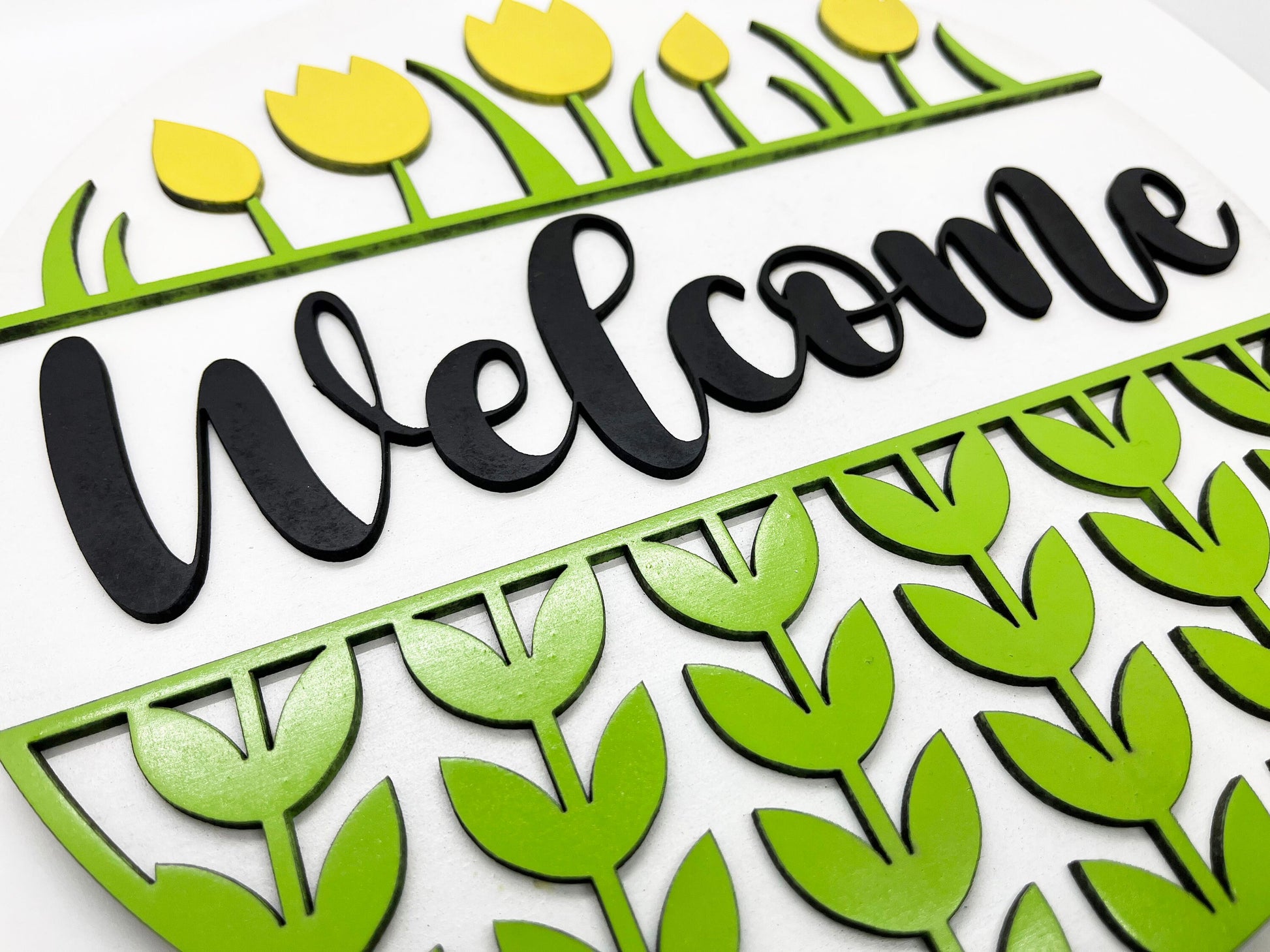 Spring Sign - Welcome Tulips Sign, Door Sign, Door Hanger, Wooden Sign, Home Décor, Patriotic Sign, Farmhouse Sign