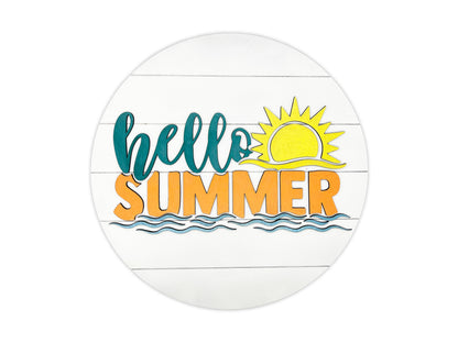 Summer Sign - Hello Summer Sun Shiplap Sign, Door Sign, Door Hanger, Wooden Sign, Home Décor, Patriotic Sign, Farmhouse Sign