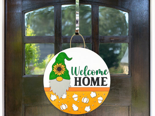 Gnome Welcome Sign - Welcome Home Gnome Fall Sign, Door Sign, Door Hanger, Wooden Sign, Home Décor, Patriotic Sign, Farmhouse Sign