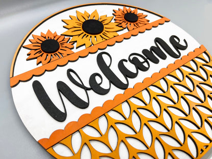 Fall Welcome Sign - Welcome Fall Sunflowers Petals Sign Door Sign, Door Hanger, Wooden Sign, Home Décor, Patriotic Sign, Farmhouse Sign