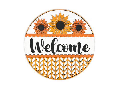 Fall Welcome Sign - Welcome Fall Sunflowers Petals Sign Door Sign, Door Hanger, Wooden Sign, Home Décor, Patriotic Sign, Farmhouse Sign