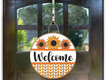 Fall Welcome Sign - Welcome Fall Sunflowers Petals Sign Door Sign, Door Hanger, Wooden Sign, Home Décor, Patriotic Sign, Farmhouse Sign