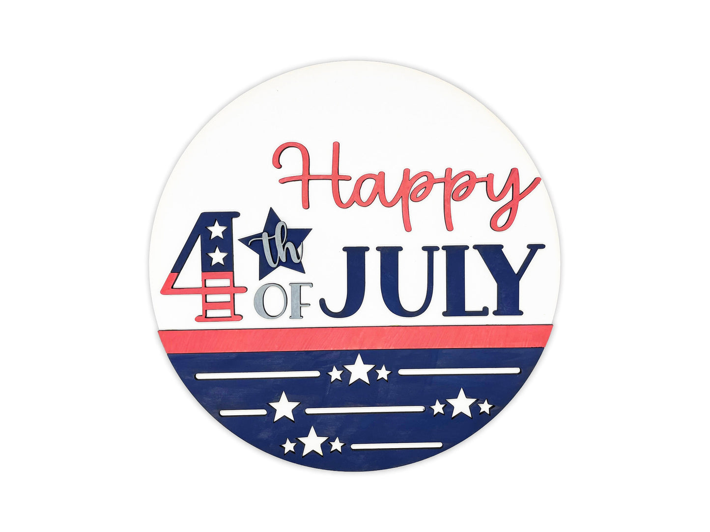 Patriotic Sign - Happy 4th of July Sign, Door Hanger, Wooden Sign, Home Décor, Welcome Sign, Farmhouse Sign