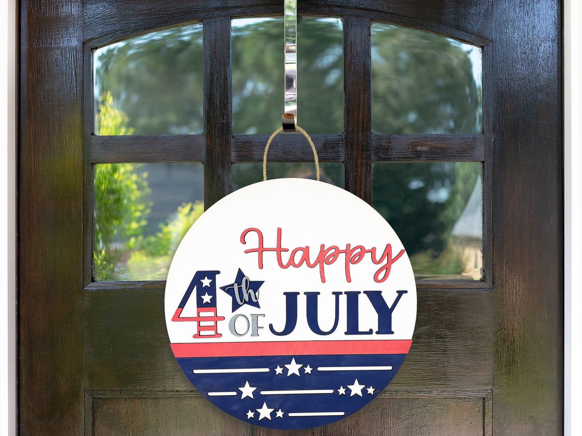 Patriotic Sign - Happy 4th of July Sign, Door Hanger, Wooden Sign, Home Décor, Welcome Sign, Farmhouse Sign