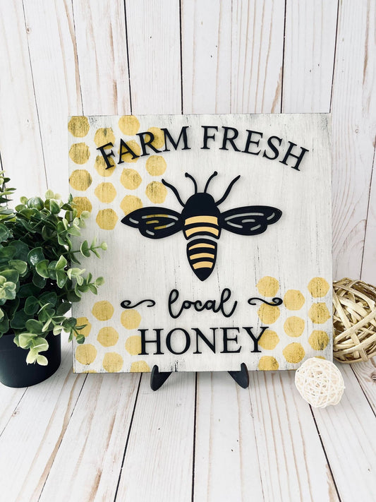 Summer Sign - Farm Fresh Honey Sign, Door Hanger, Wooden Sign, Home Décor, Welcome Sign, Farmhouse Sign