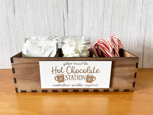 Hot Chocolate Station Box - Hot Coco Box, Hot Chocolate Bar, Hot Coco Bar, Hot Chocolate Box, Coco Caddy, Kitchen Decor, Home Decor