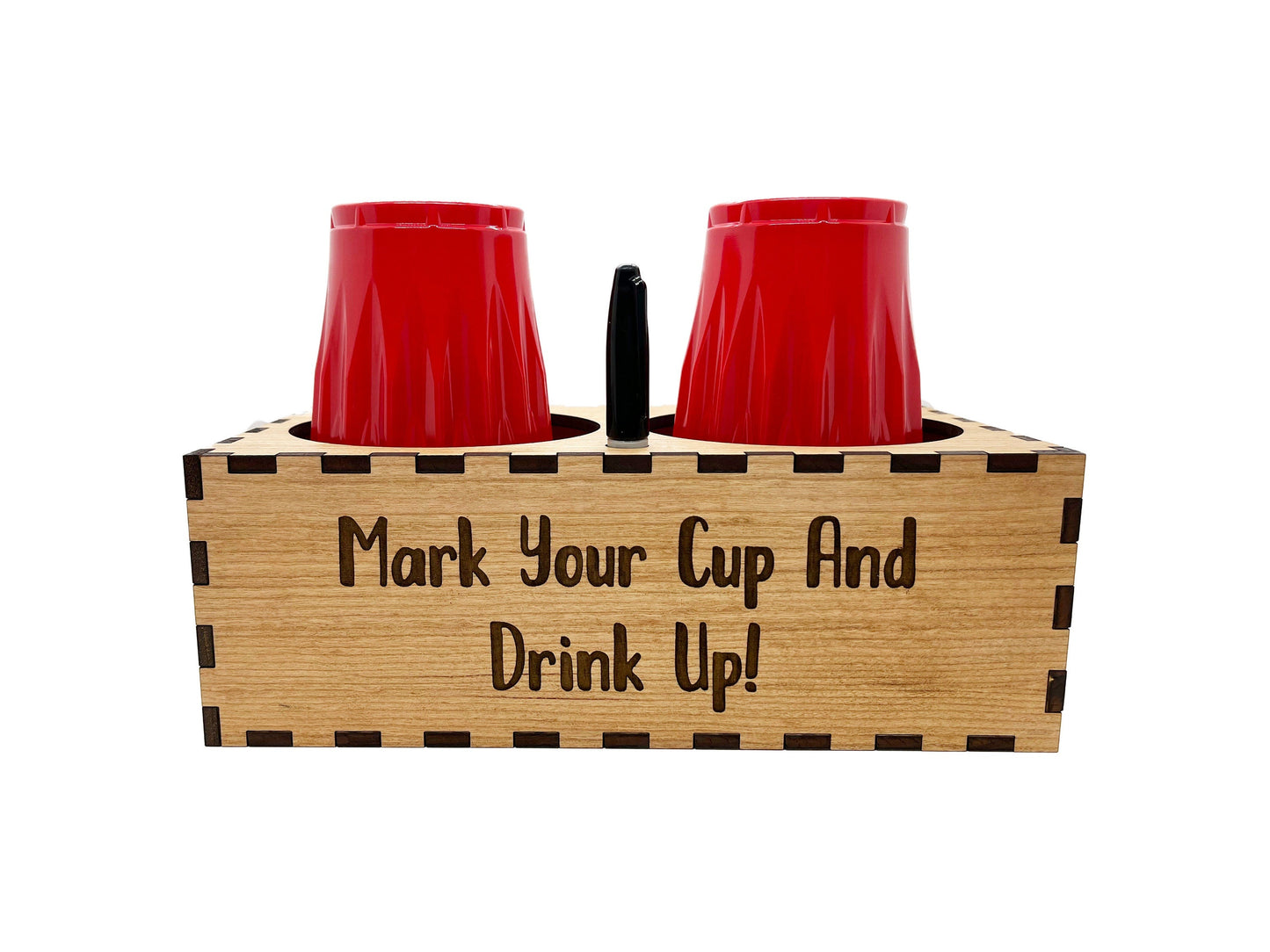 Plastic Cup and Marker Holder - Cup Caddy, Cup Box, Wood Cup Holder, Cup Holder, Picnic Cup Holder, Cup Organizer, Kitchen Decor, Home Decor