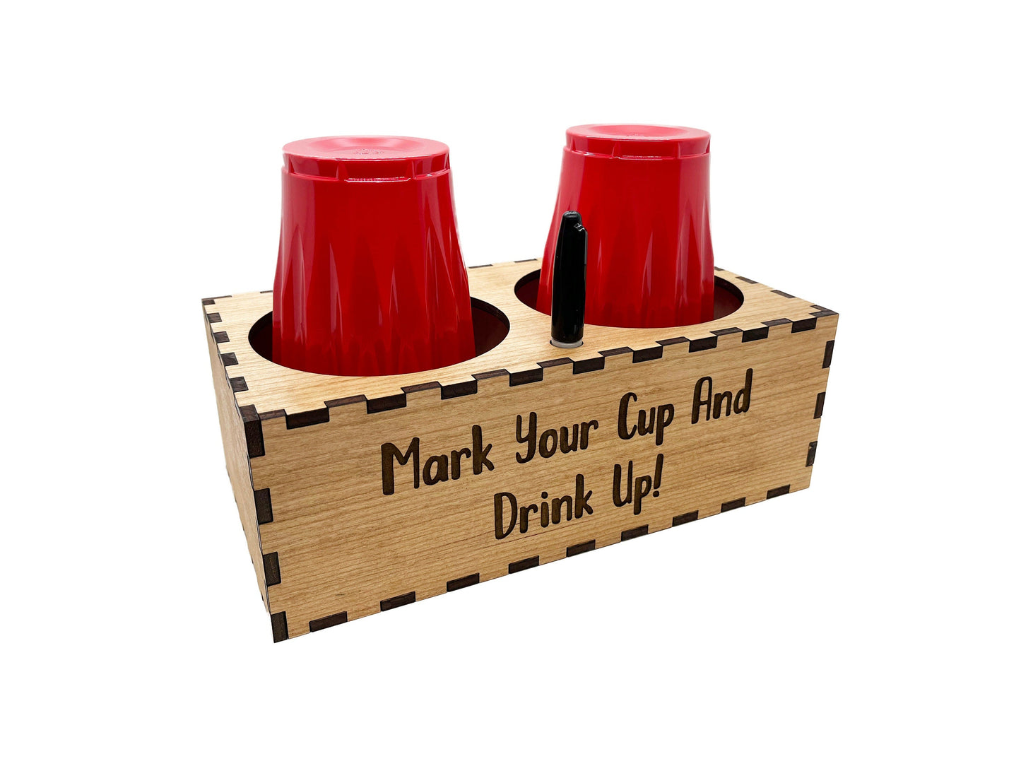 Plastic Cup and Marker Holder - Cup Caddy, Cup Box, Wood Cup Holder, Cup Holder, Picnic Cup Holder, Cup Organizer, Kitchen Decor, Home Decor