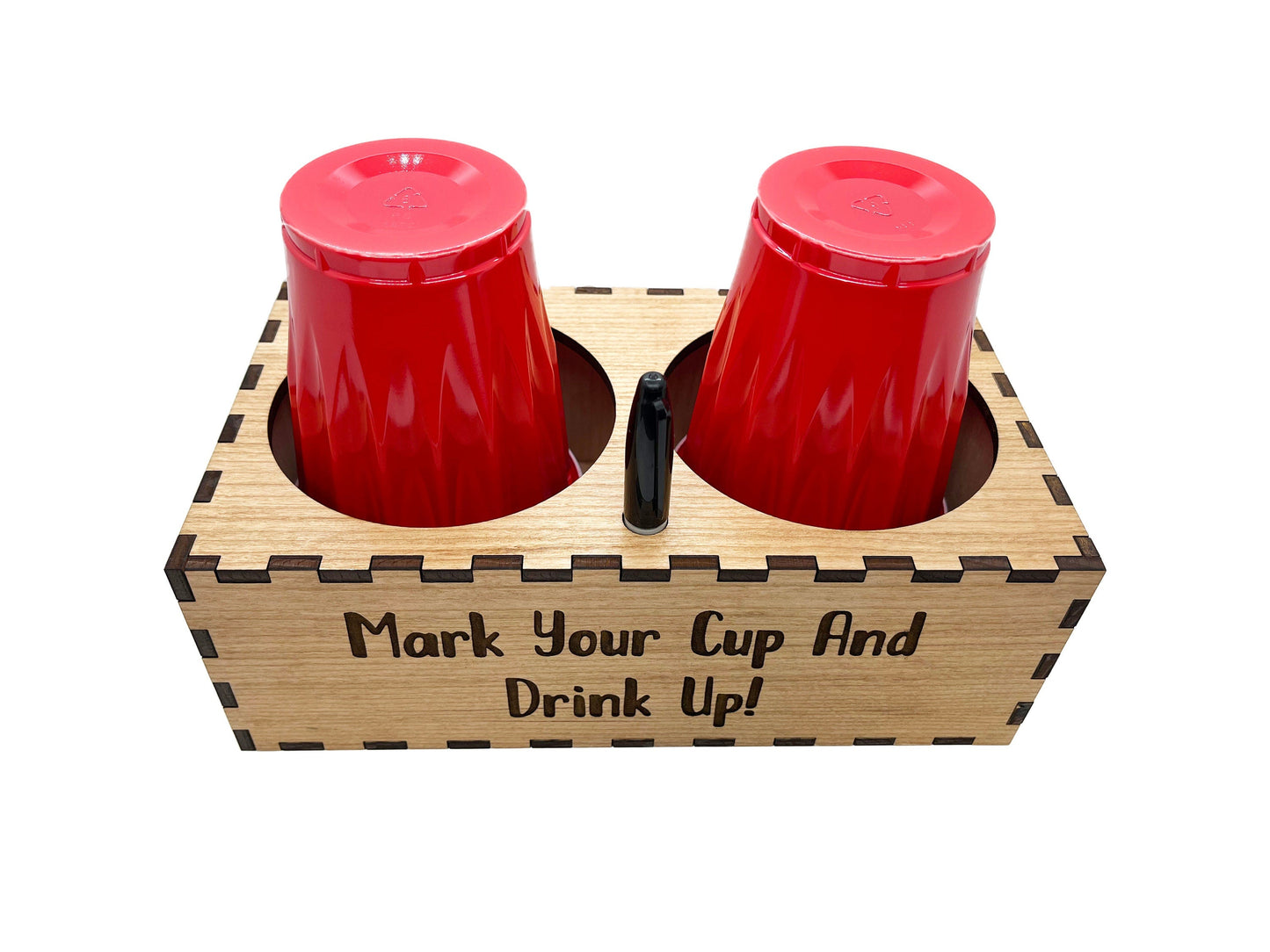 Plastic Cup and Marker Holder - Cup Caddy, Cup Box, Wood Cup Holder, Cup Holder, Picnic Cup Holder, Cup Organizer, Kitchen Decor, Home Decor