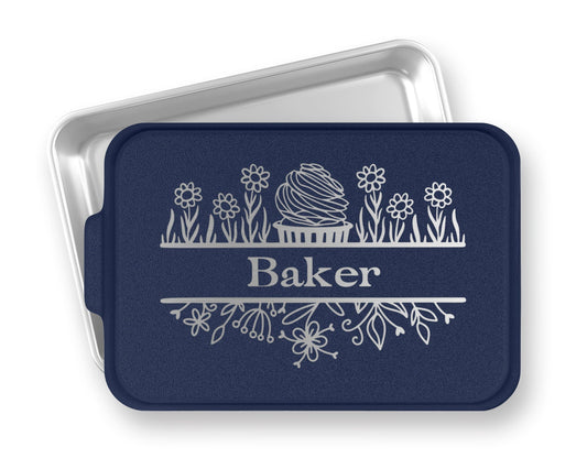 Personalized Cake Pan - Cupcake Flowers Kitchen Monogram Cake Pan - Custom Engraved Cake Pan - Housewarming Gift - Baking Pan - Wedding Gift