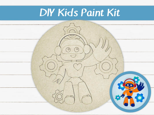 DIY Kids Paint Kit - Robot Gears Paint Kit, Kids Paint Project, DIY Kit, Childrens Craft Project, Kids Craft Kit, Birthday Party