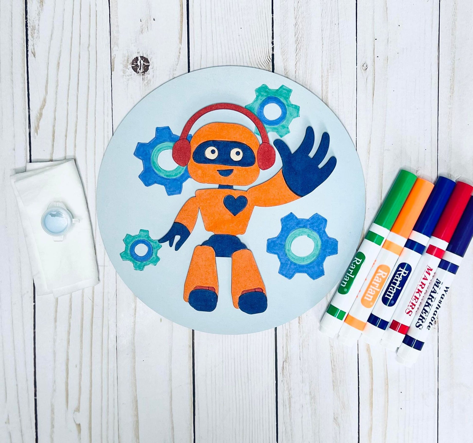 DIY Kids Paint Kit - Robot Gears Paint Kit, Kids Paint Project, DIY Kit, Childrens Craft Project, Kids Craft Kit, Birthday Party