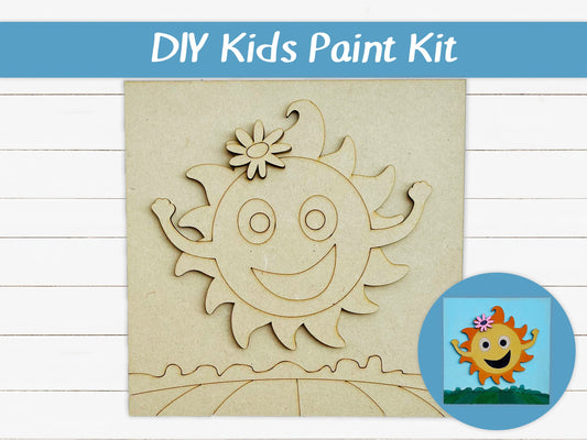 DIY Kids Paint Kit - Smiling Sun Sign DIY Kit, Kids Paint Project, DIY Kit, Childrens Craft Project, Kids Craft Kit, Birthday Party