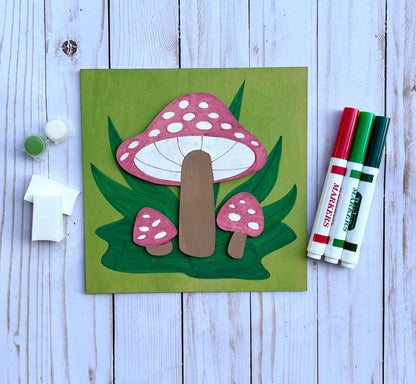 DIY Kids Paint Kit - Mushrooms Grass DIY Kit, Kids Paint Project, DIY Kit, Childrens Craft Project, Kids Craft Kit, Birthday Party