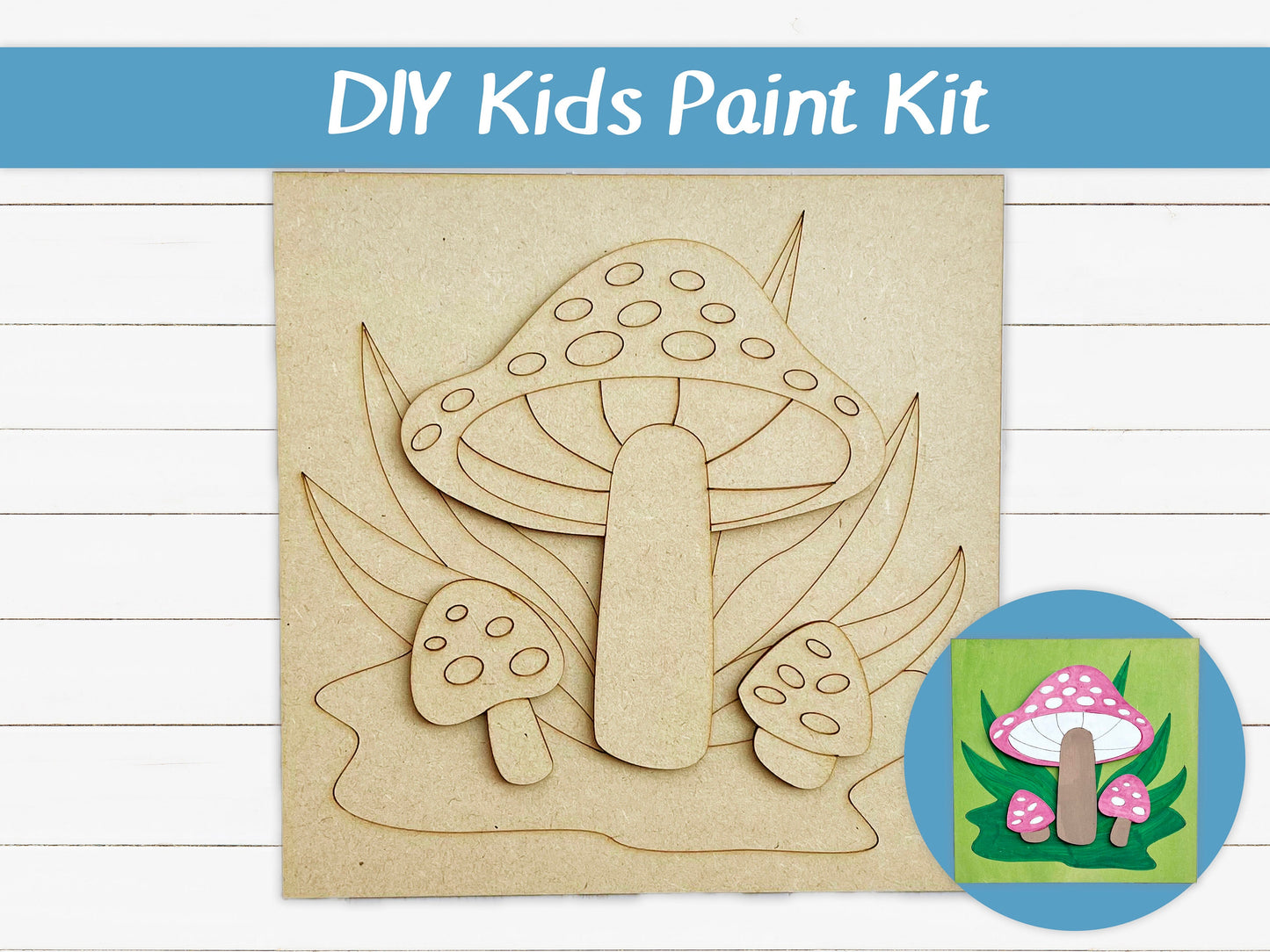 DIY Kids Paint Kit - Mushrooms Grass DIY Kit, Kids Paint Project, DIY Kit, Childrens Craft Project, Kids Craft Kit, Birthday Party