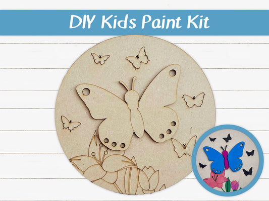 DIY Kids Paint Kit - Butterfly Flower DIY Kit, Kids Paint Project, DIY Kit, Childrens Craft Project, Kids Craft Kit, Birthday Party