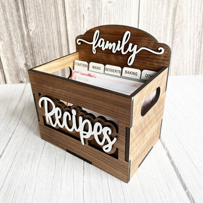 Wooden Recipe Box - Family Recipe Box, 4 x 6 Recipe Box, Wood Recipe Box with Dividers, Kitchen Decor, Home Decor, Wedding, Bridal Shower