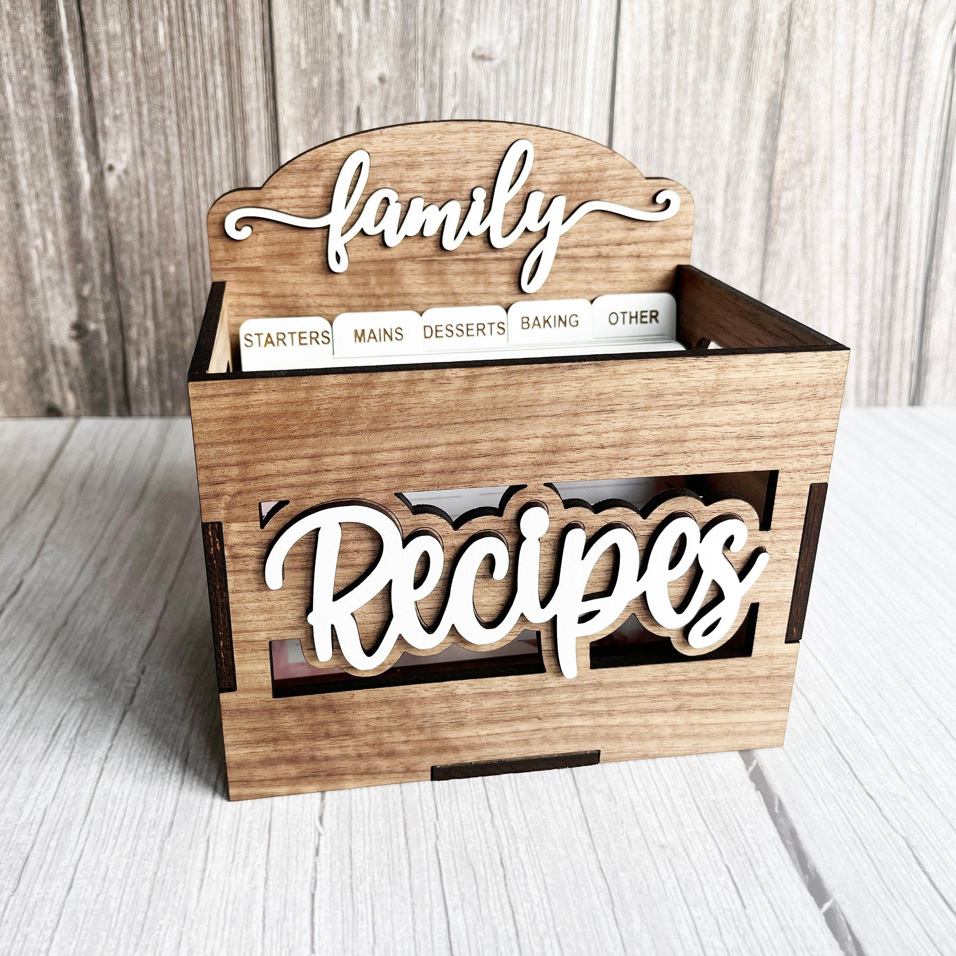 Wooden Recipe Box - Family Recipe Box, 4 x 6 Recipe Box, Wood Recipe Box with Dividers, Kitchen Decor, Home Decor, Wedding, Bridal Shower