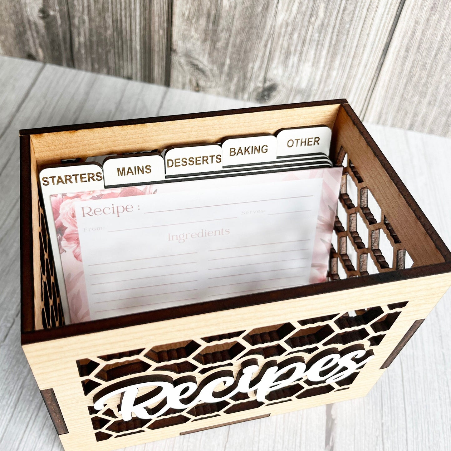 Wooden Recipe Box - Chicken Wire Recipe Box, 4 x 6 Recipe Box, Wood Recipe Box with Dividers, Kitchen, Home Decor, Wedding, Bridal Shower