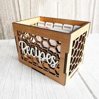 Wooden Recipe Box - Chicken Wire Recipe Box, 4 x 6 Recipe Box, Wood Recipe Box with Dividers, Kitchen, Home Decor, Wedding, Bridal Shower