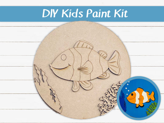 DIY Kids Paint Kit - Clown Fish Coral DIY Kit, Kids Paint Project, DIY Kit, Childrens Craft Project, Kids Craft Kit, Birthday Party