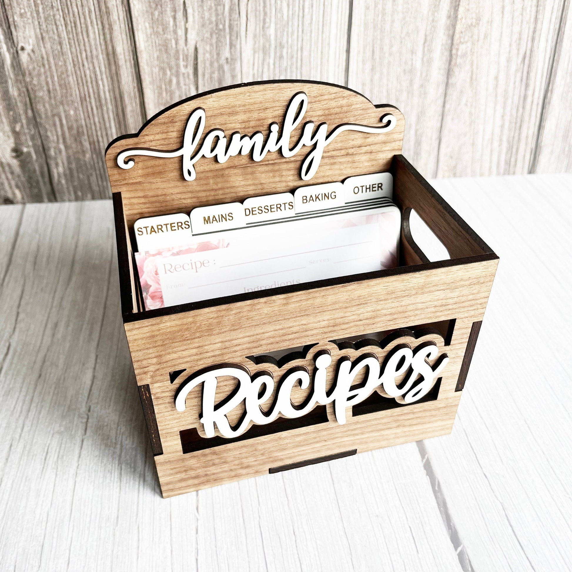 Wooden Recipe Box - Family Recipe Box, 4 x 6 Recipe Box, Wood Recipe Box with Dividers, Kitchen Decor, Home Decor, Wedding, Bridal Shower