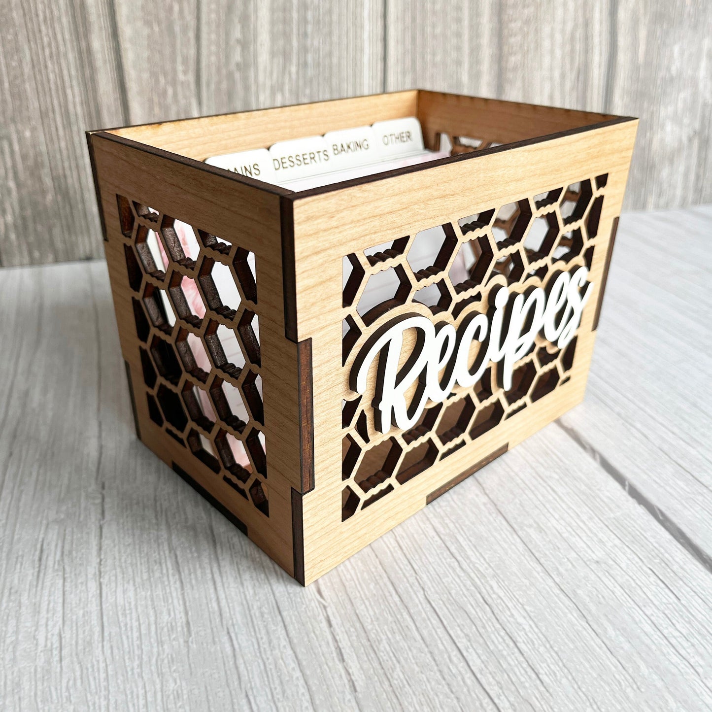 Wooden Recipe Box - Chicken Wire Recipe Box, 4 x 6 Recipe Box, Wood Recipe Box with Dividers, Kitchen, Home Decor, Wedding, Bridal Shower